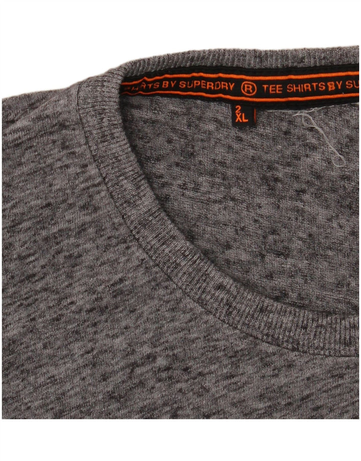 Męski T-shirt SUPERDRY z grafiką, 2XL, szary, nakrapiany