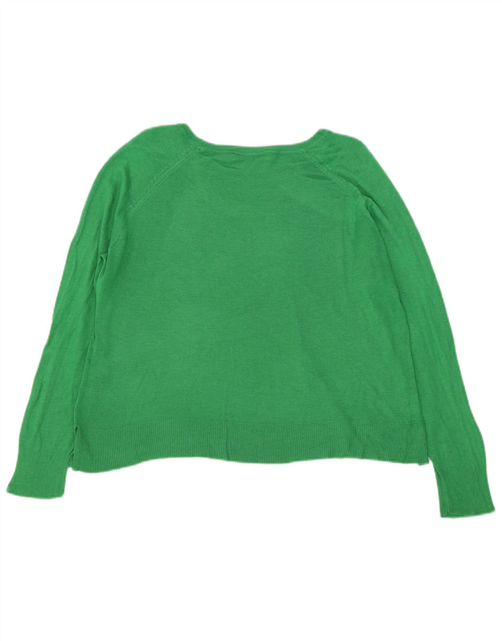 Damski sweter oversize Zara z dekoltem w łódkę UK 14 Średni zielony wiskoza
