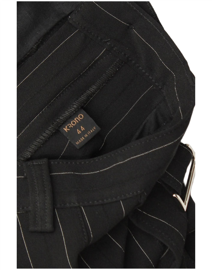 Damskie proste spodnie chino VINTAGE IT 44 średnie W30 L32 czarne paski