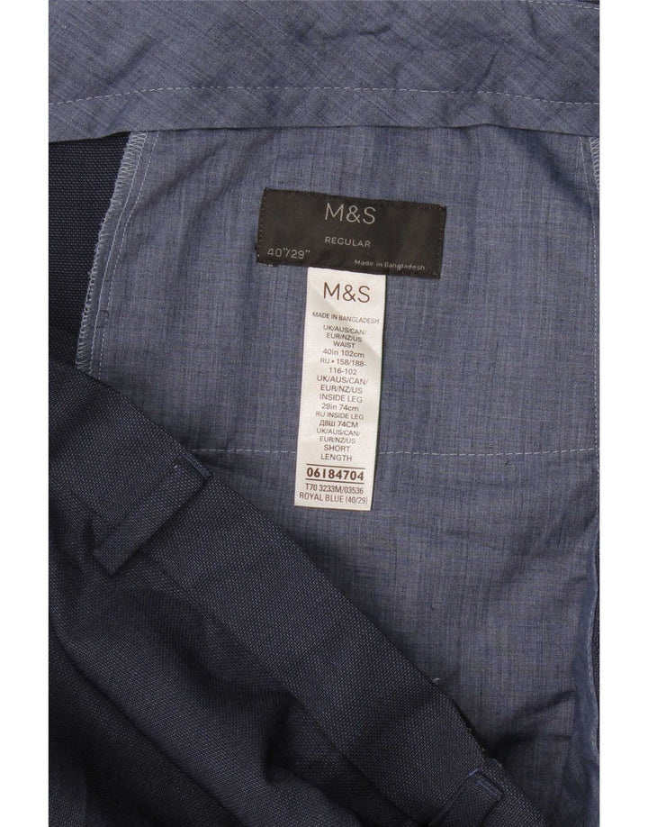 Marks & Spencer Męskie proste spodnie garniturowe W40 L29 Granatowy poliester