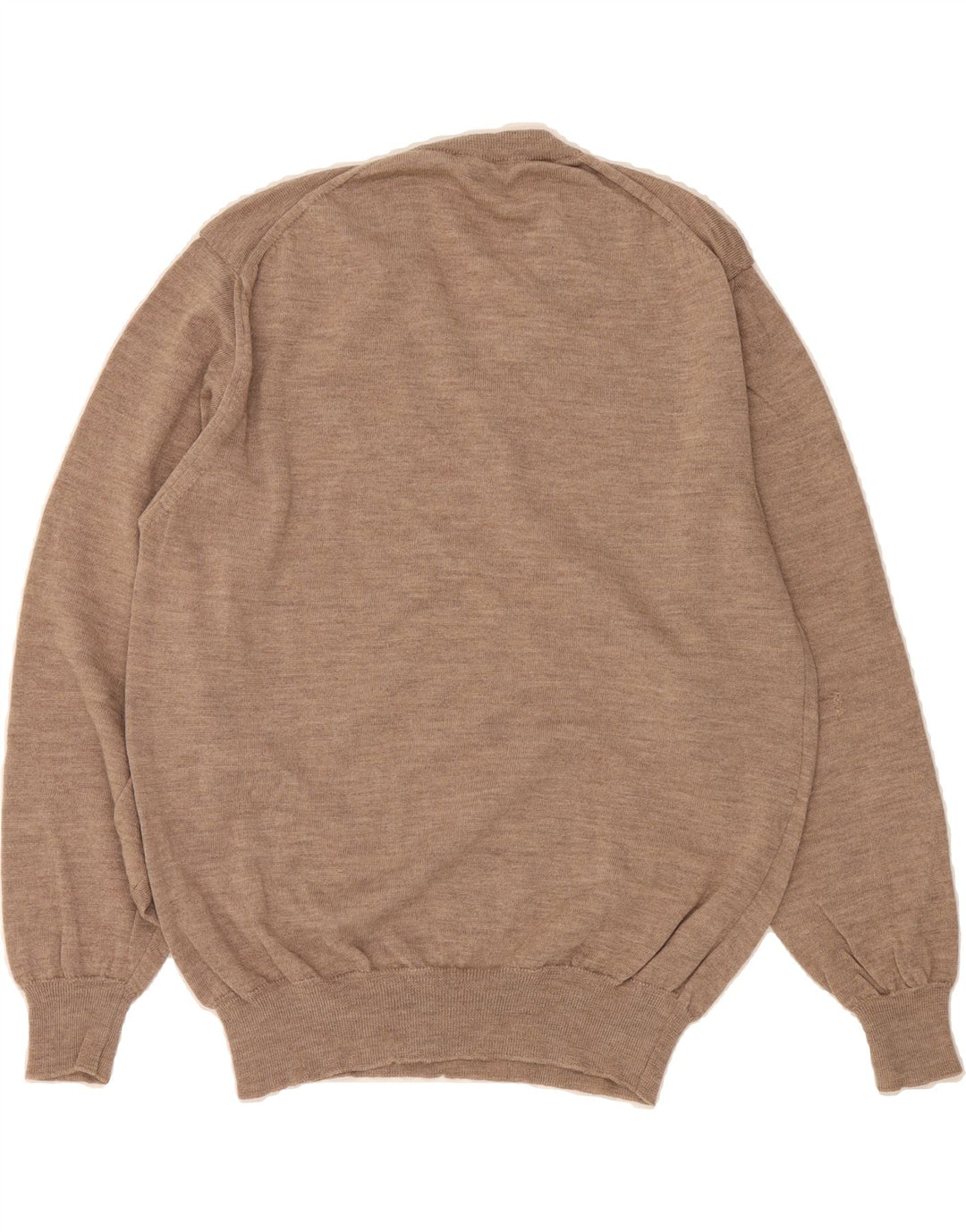 VINTAGE Mens V-Neck Jumper Sweater Small Beige Wool Vintage Vintage and Second-Hand Vintage from Messina Hembry 