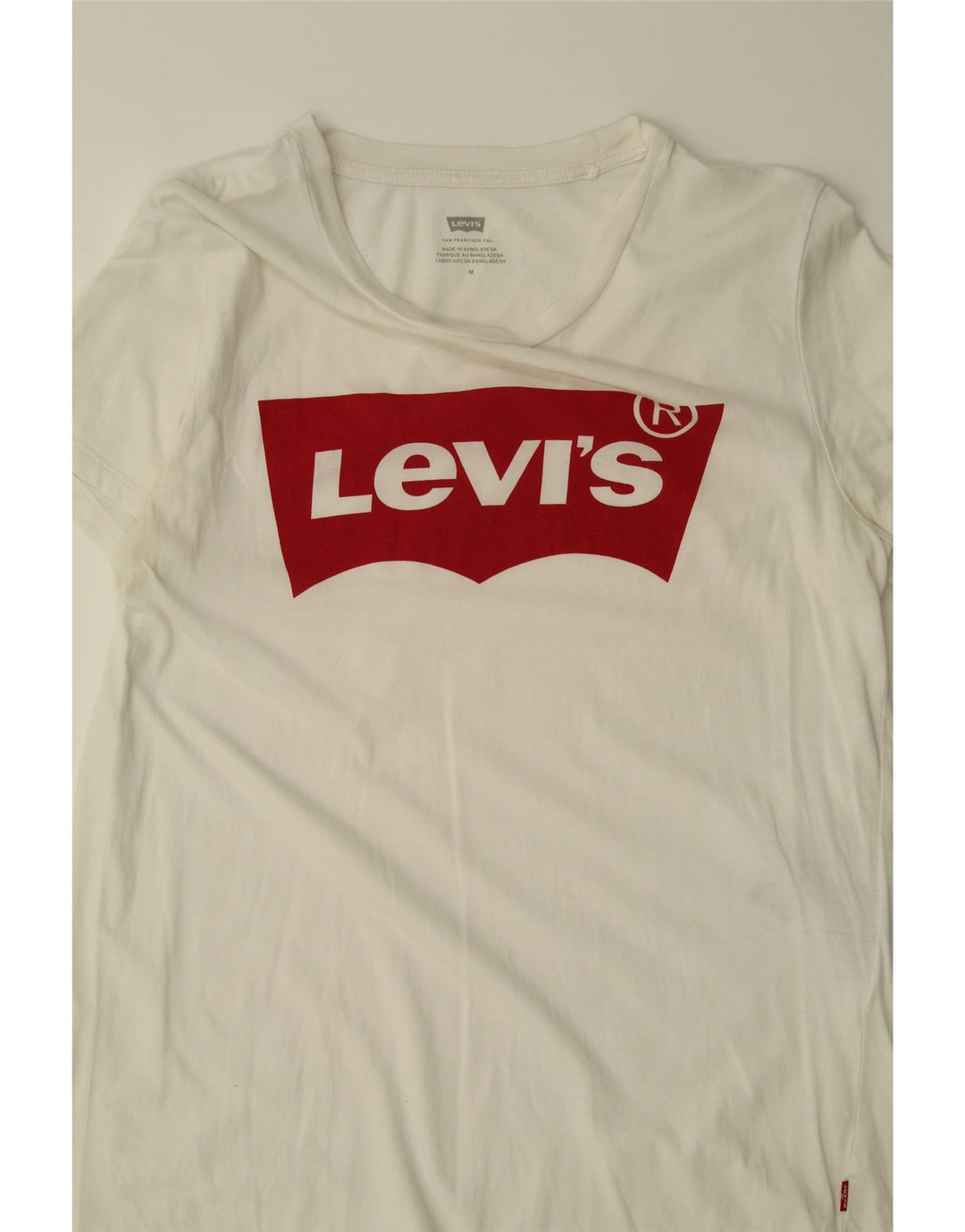 LEVI'S Womens Graphic T-Shirt Top UK 12 Medium White Cotton Vintage Levi's and Second-Hand Levi's from Messina Hembry 