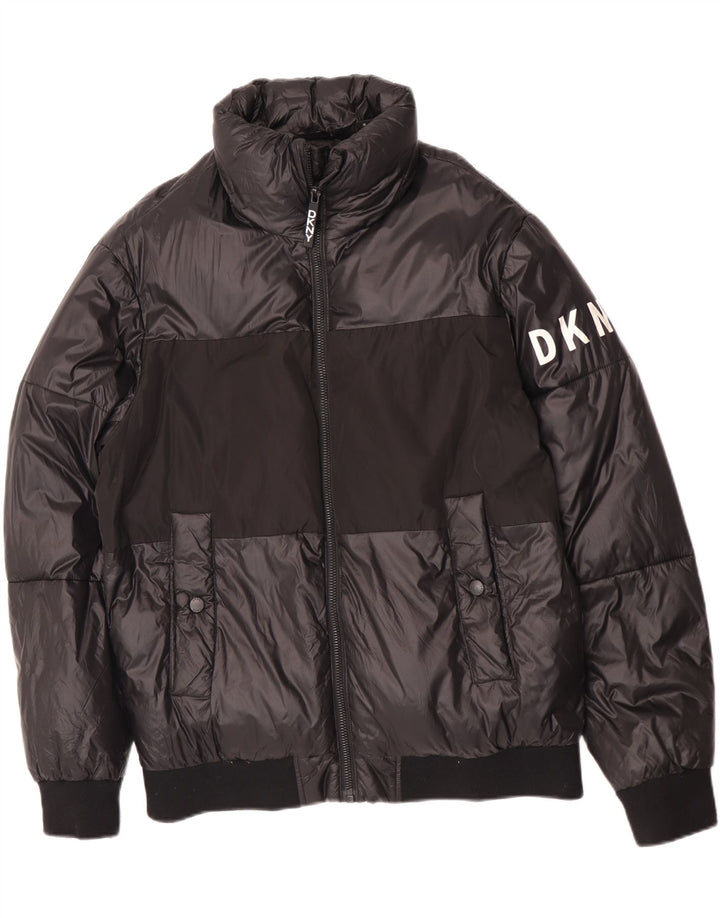 Męska wyściełana kurtka Dkny Graphic UK 38 Średni czarny nylon w blokach kolorystycznych