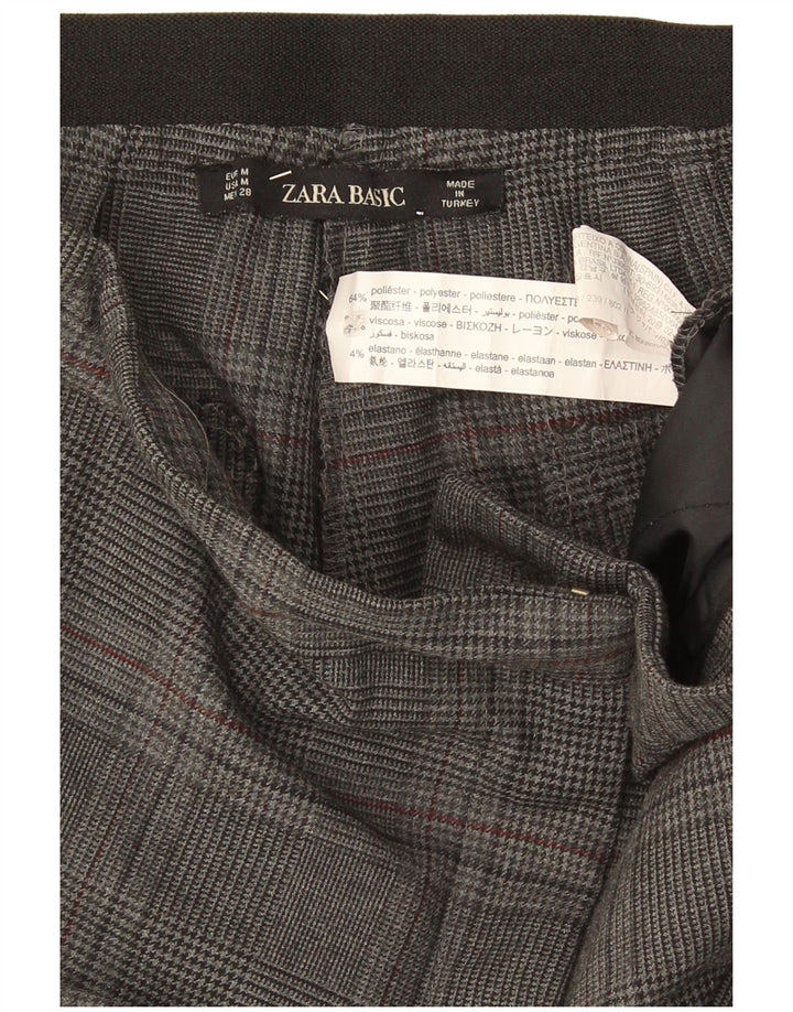 Spodnie damskie Zara Slim Chino, średnie W32 L26, szare, poliestrowe w kratę