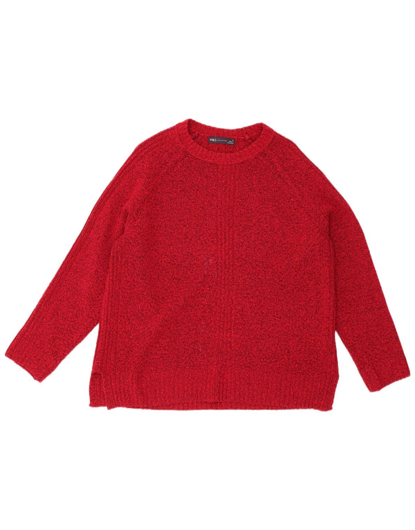 Marks & Spencer Damski sweter z dekoltem w łódkę, UK 14, średni, czerwony, nakrapiany