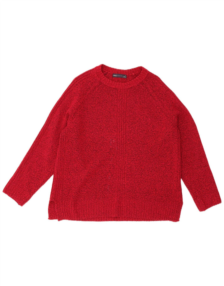 Marks & Spencer Damski sweter z dekoltem w łódkę, UK 14, średni, czerwony, nakrapiany