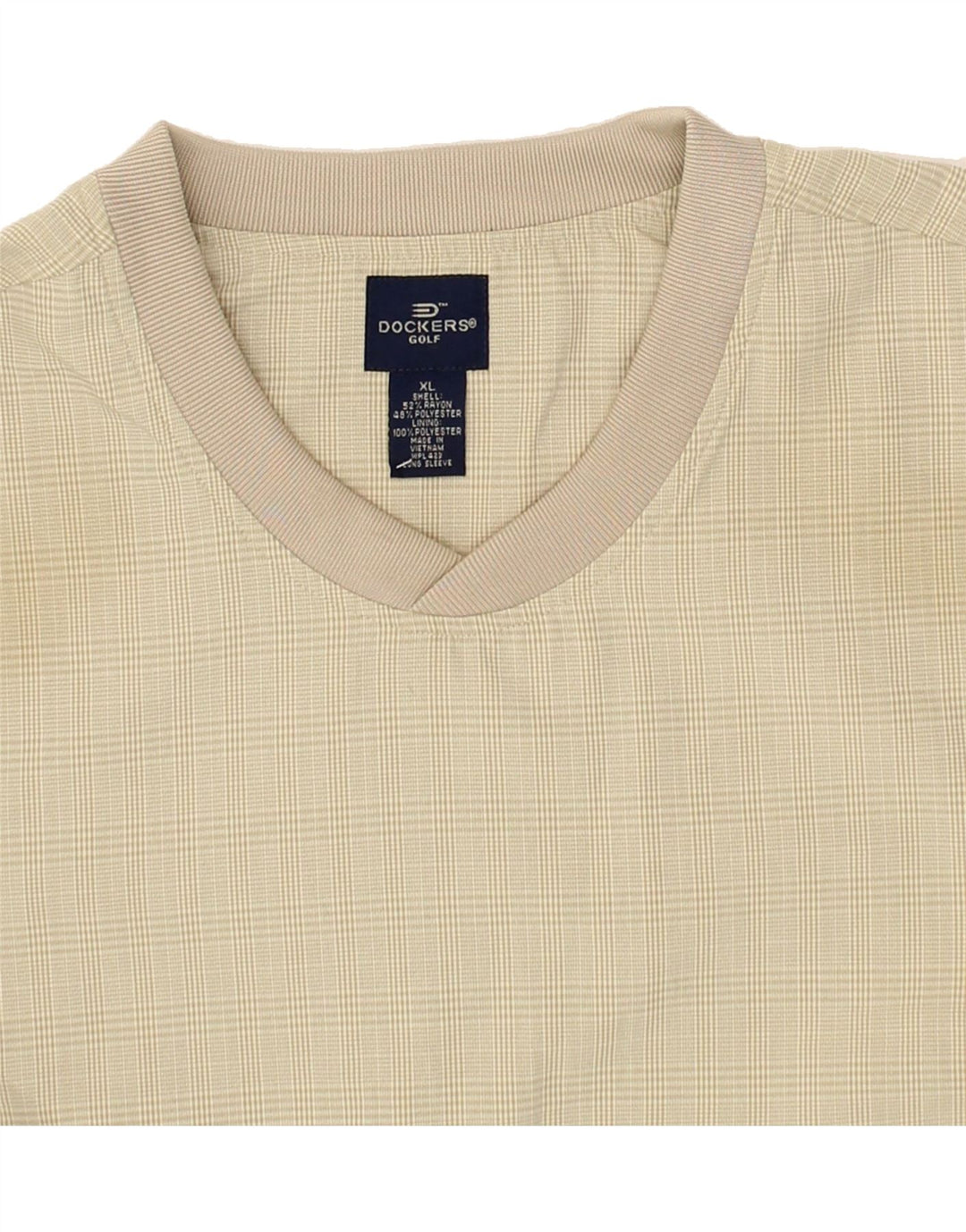 DOCKERS Mens Sweatshirt Jumper XL Beige Check Rayon Vintage Dockers and Second-Hand Dockers from Messina Hembry 