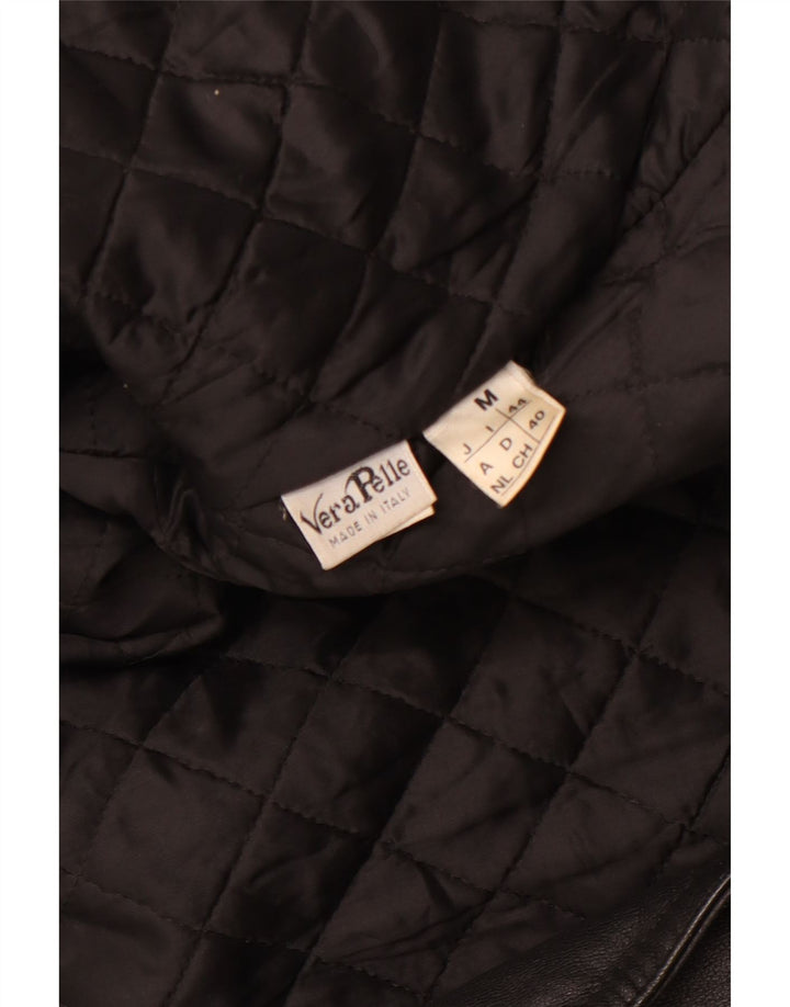 Damska skórzana kurtka motocyklowa VINTAGE UK 14, średnia czarna skóra