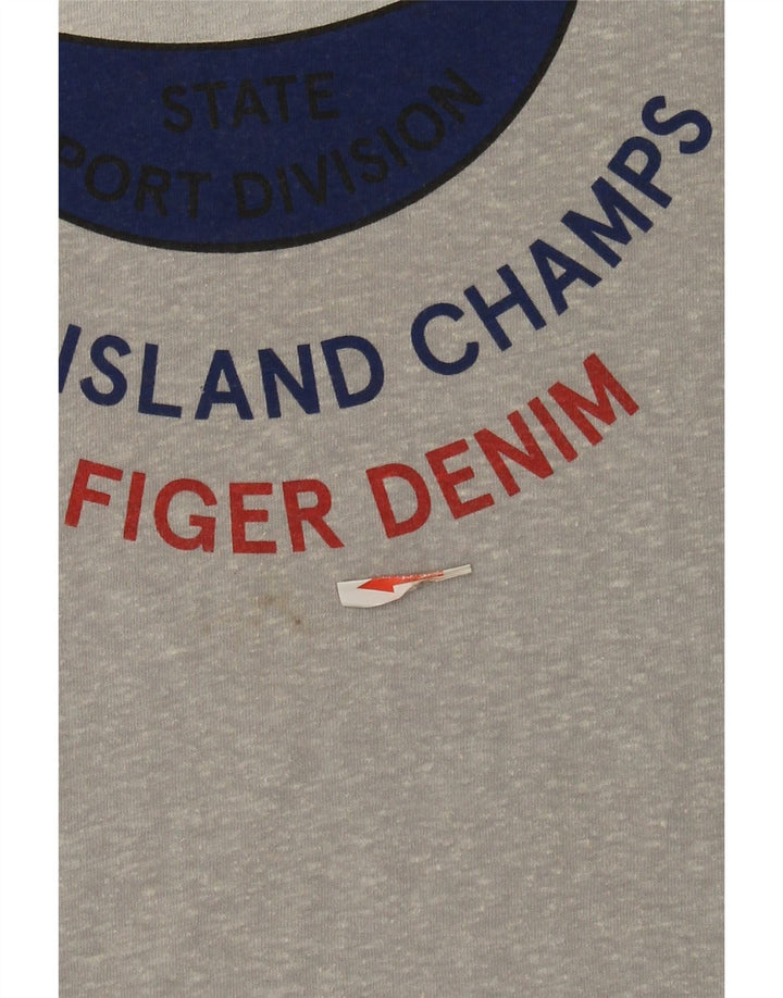 Męski T-shirt z grafiką Tommy Hilfiger, duży, szary, nakrapiany poliester