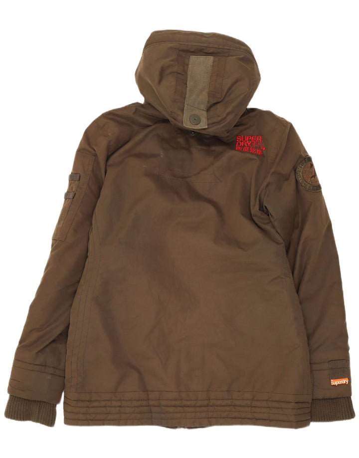 Damska kurtka wiatrówka z kapturem Superdry UK 16, duży poliester khaki