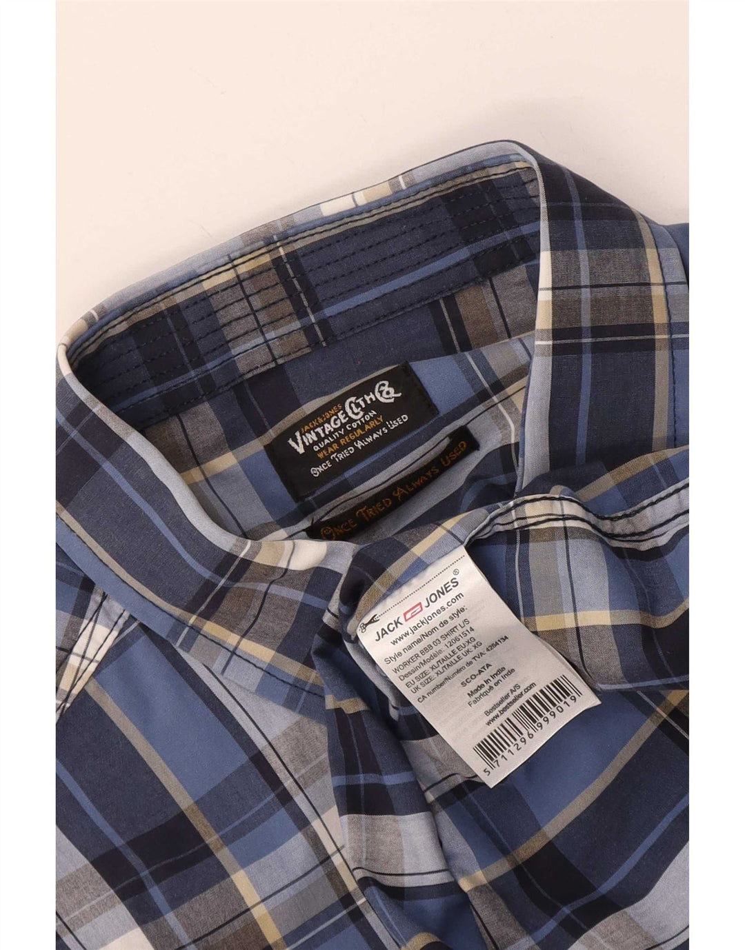 Koszula męska Jack & Jones XL, bawełniana w niebieską kratkę