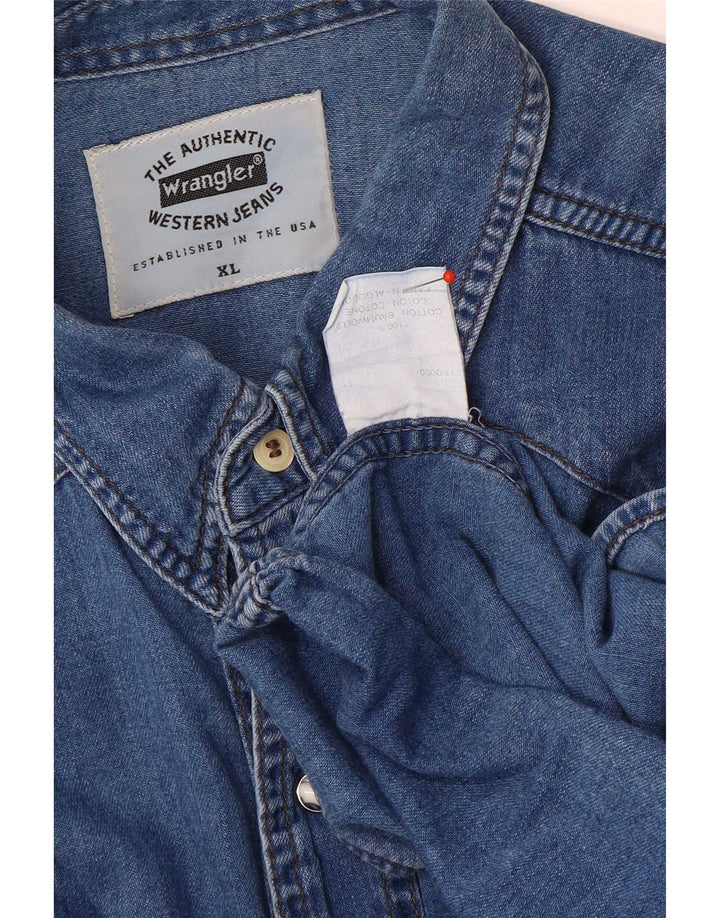 Męska koszula dżinsowa Wrangler Western XL, niebieska, bawełniana
