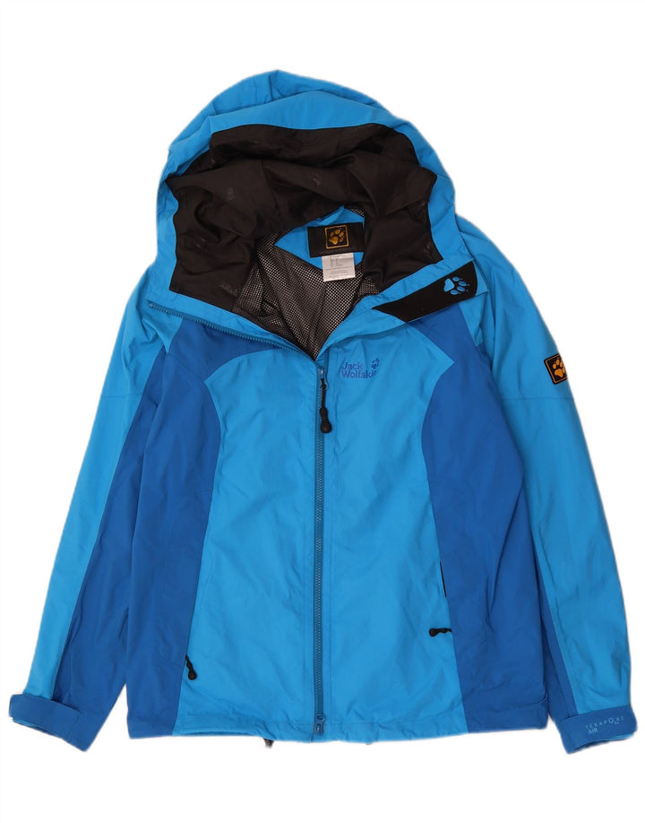 Męska kurtka przeciwdeszczowa z kapturem Jack Wolfskin UK 34 Small Blue Colorblock
