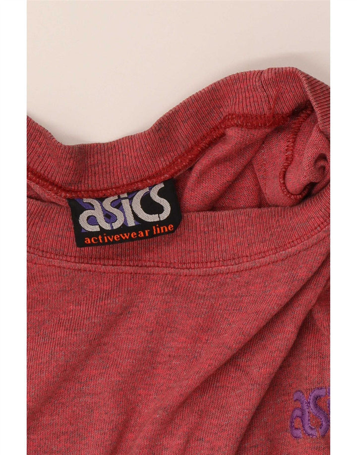 Męski graficzny top Asics z długim rękawem, XL, czerwony, z blokami kolorów, bawełniany