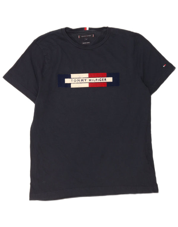 Męska koszulka z grafiką Tommy Hilfiger Top, średnia, granatowa bawełna