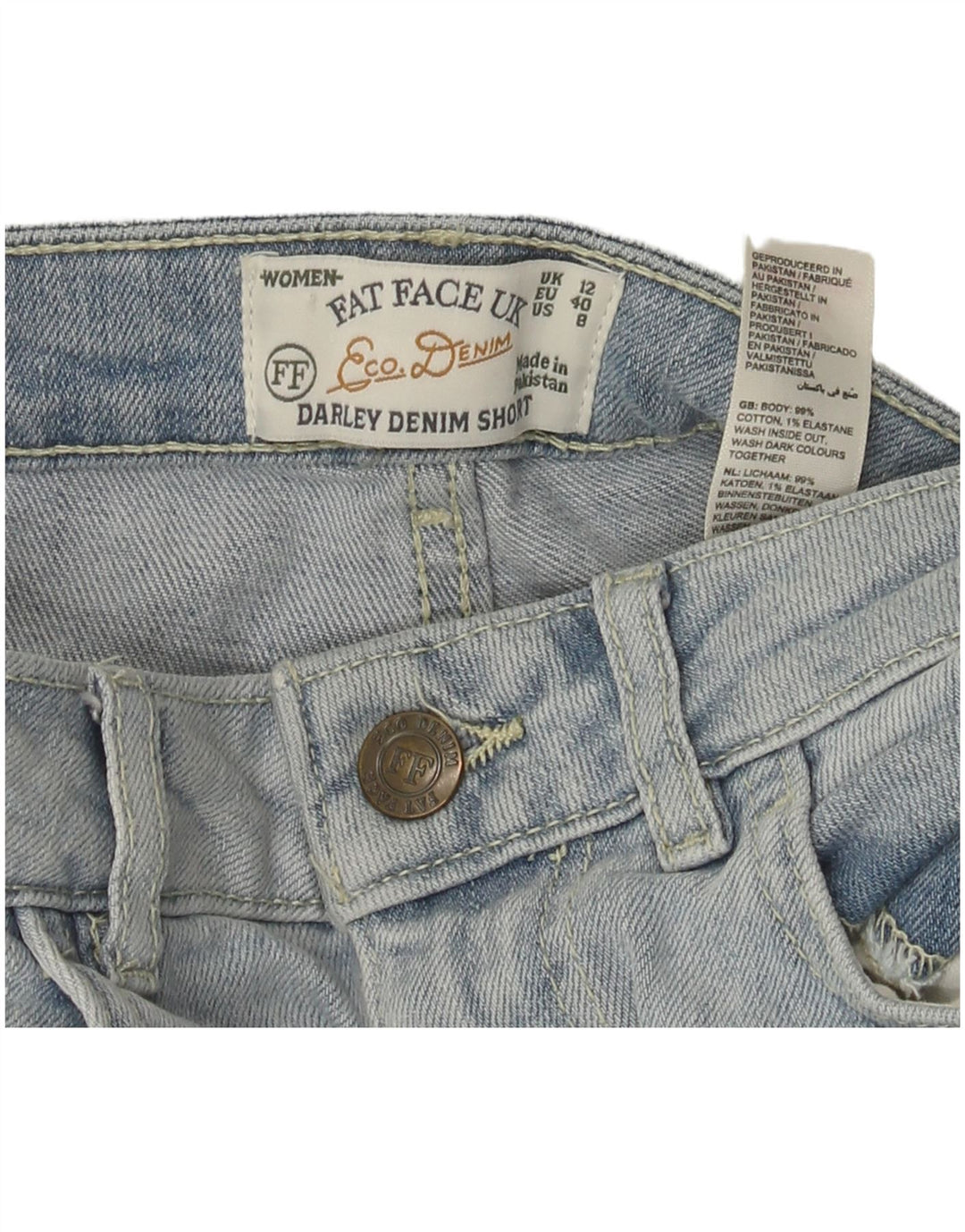 Damskie spodenki jeansowe Fat Face UK 12 Medium W30 Niebieskie bawełniane