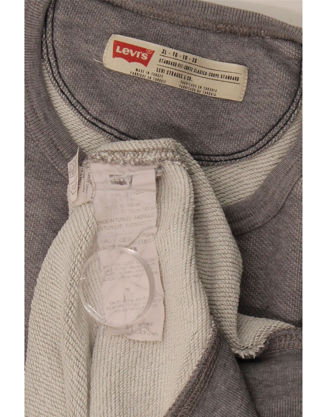LEVI'S Mens Coupe Standard Standard Fit Sweatshirt Jumper XL Grey Cotton