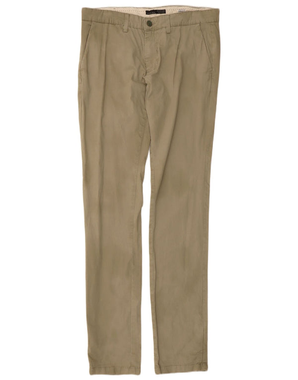 Zara Mens Slim Chino Trousers EU 40 Medium W31 L34 Khaki Cotton