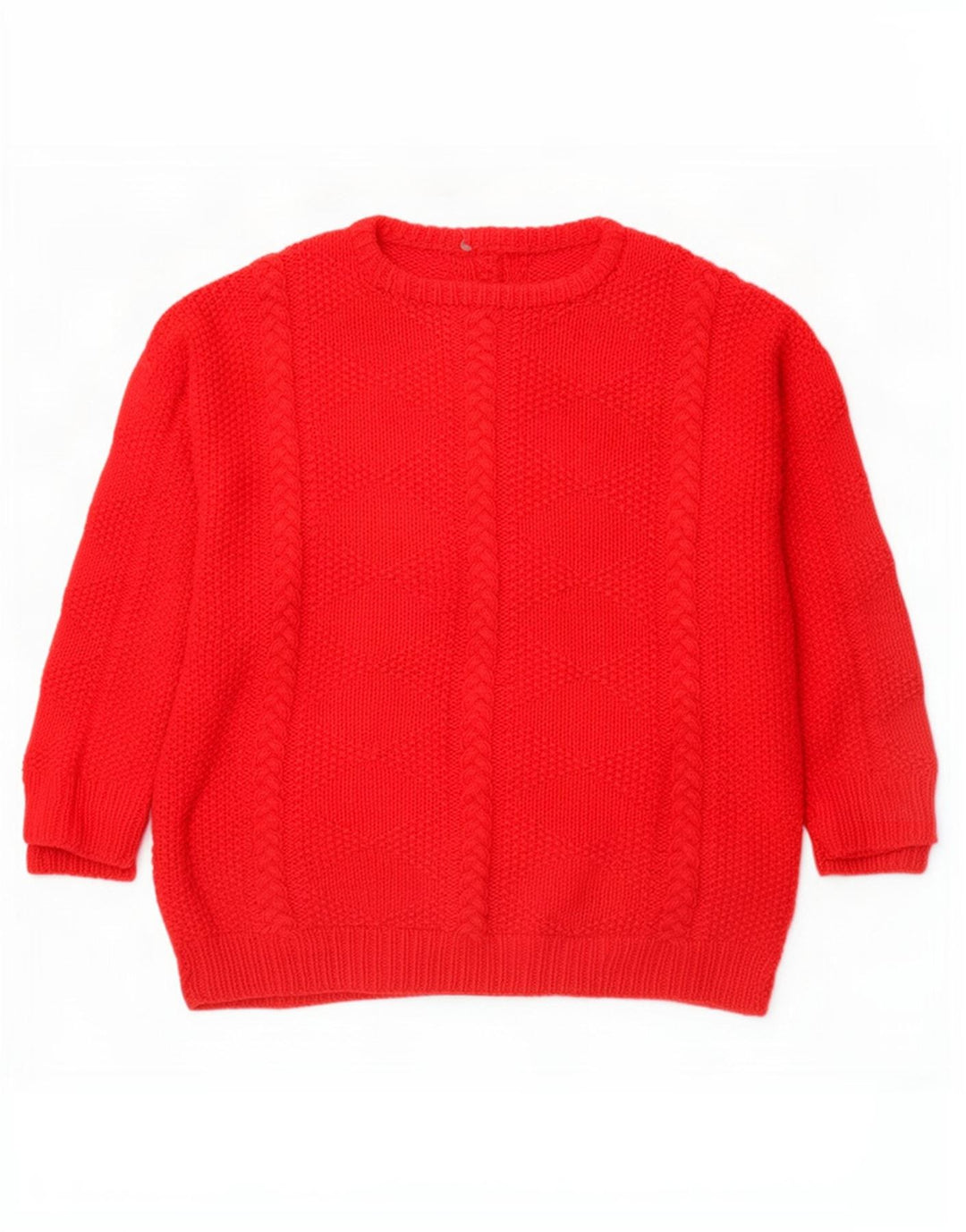 Sweter damski w stylu vintage z okrągłym dekoltem UK 16, duży czerwony