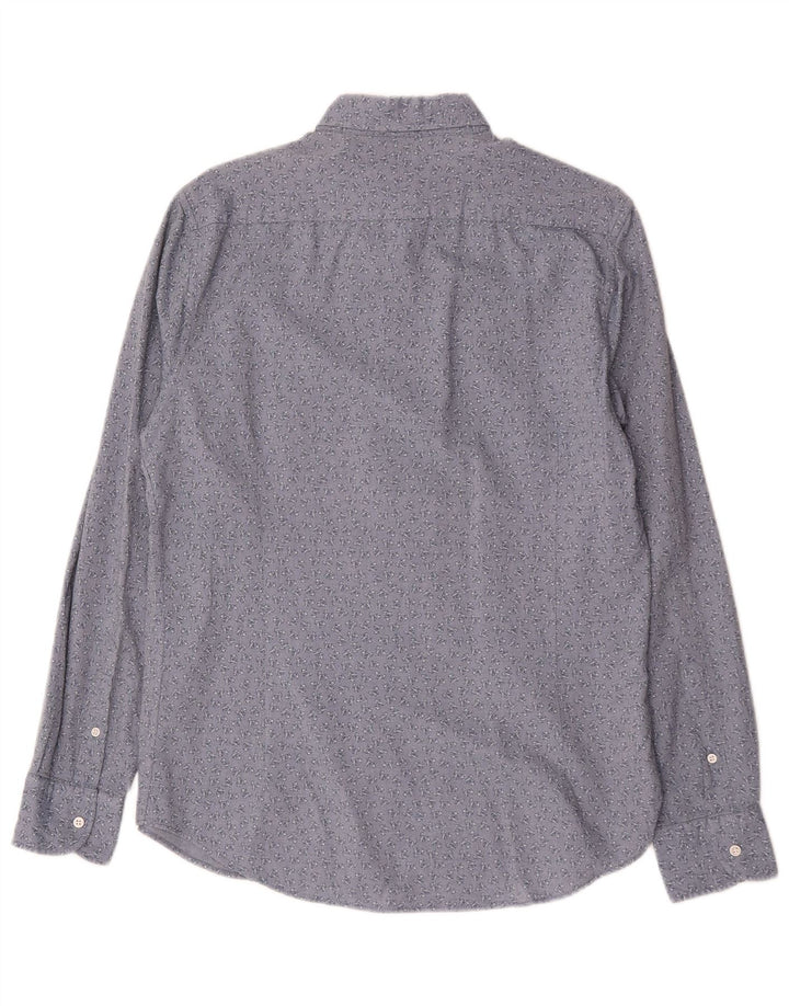 Koszula męska Massimo Dutti w abstrakcyjny wzór, średnia niebieska, bawełniana w kwiaty