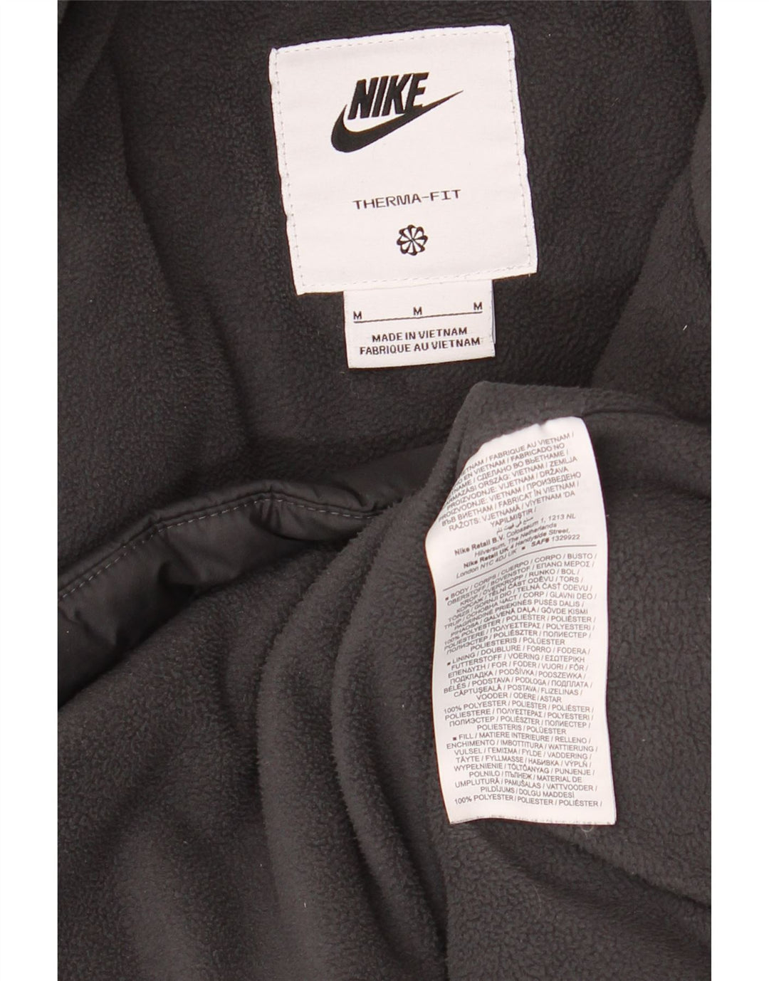Męska wyściełana kurtka z kapturem Nike Therma-Fit UK 38, średni czarny poliester