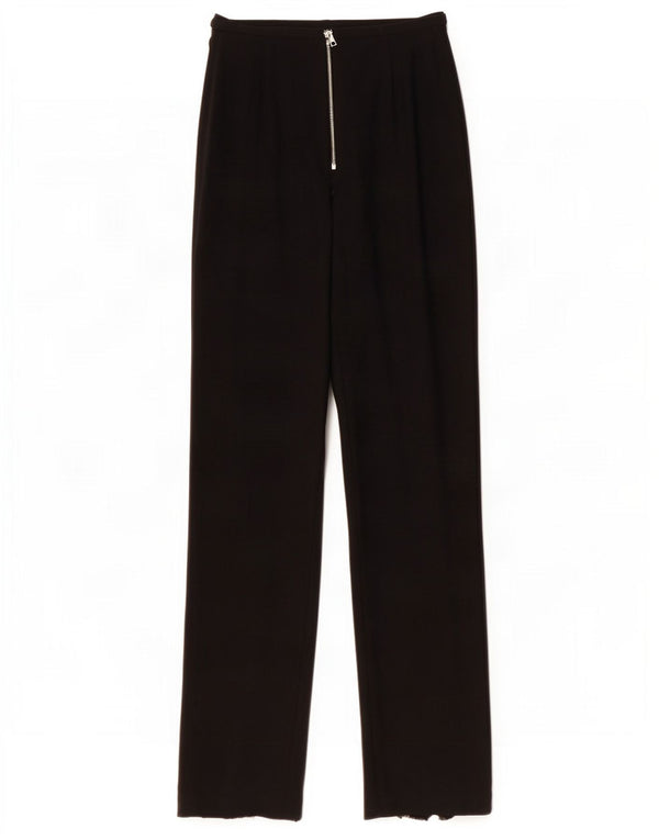 Damskie proste spodnie garniturowe w stylu vintage IT 42 Medium W28 L32 Czarna wełna
