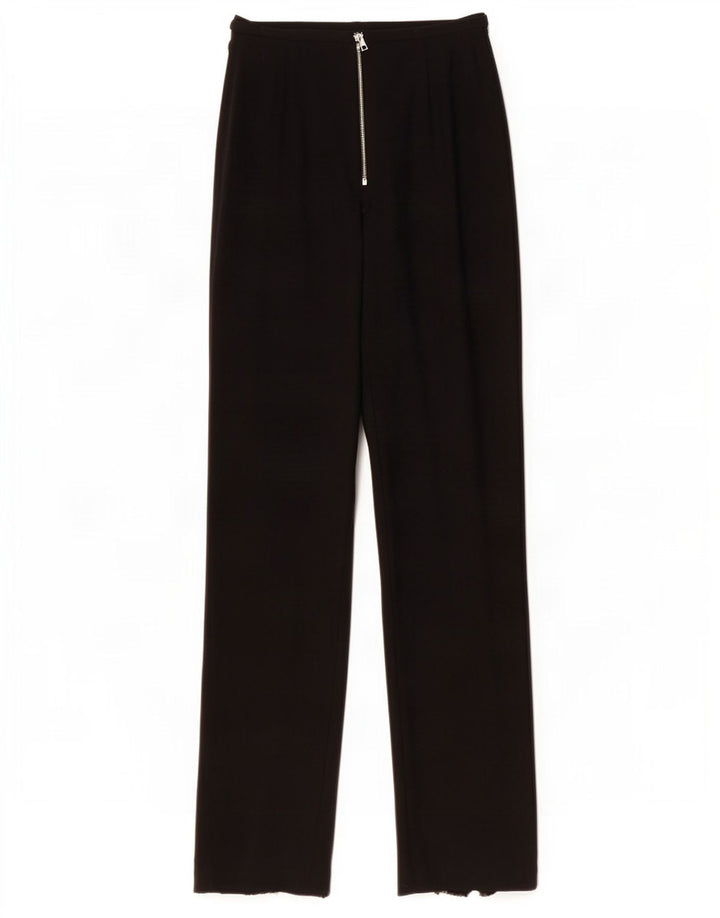 Damskie proste spodnie garniturowe w stylu vintage IT 42 Medium W28 L32 Czarna wełna