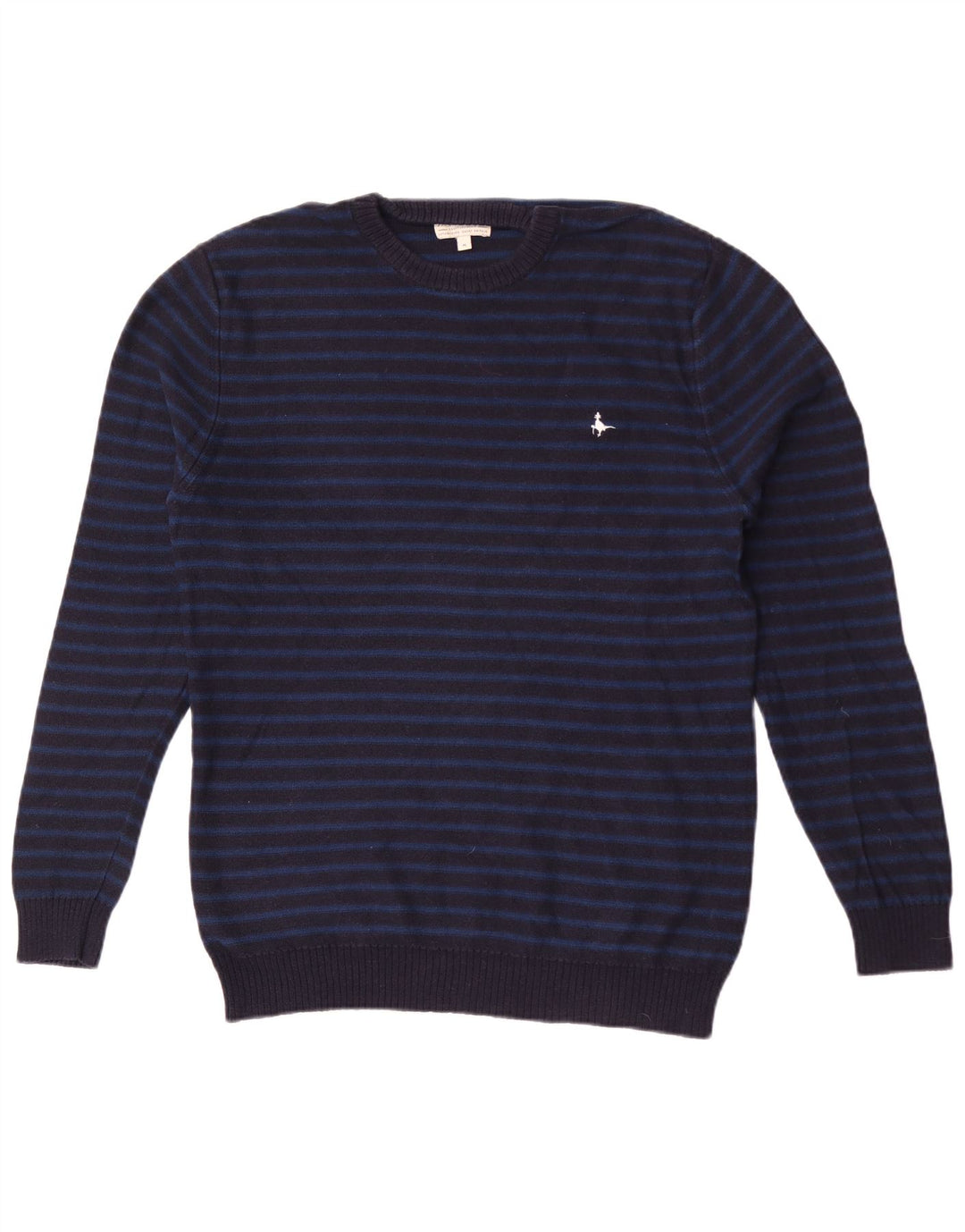 Jack Wills Męski sweter z okrągłym dekoltem, bawełniany, w średnim kolorze granatowym w paski