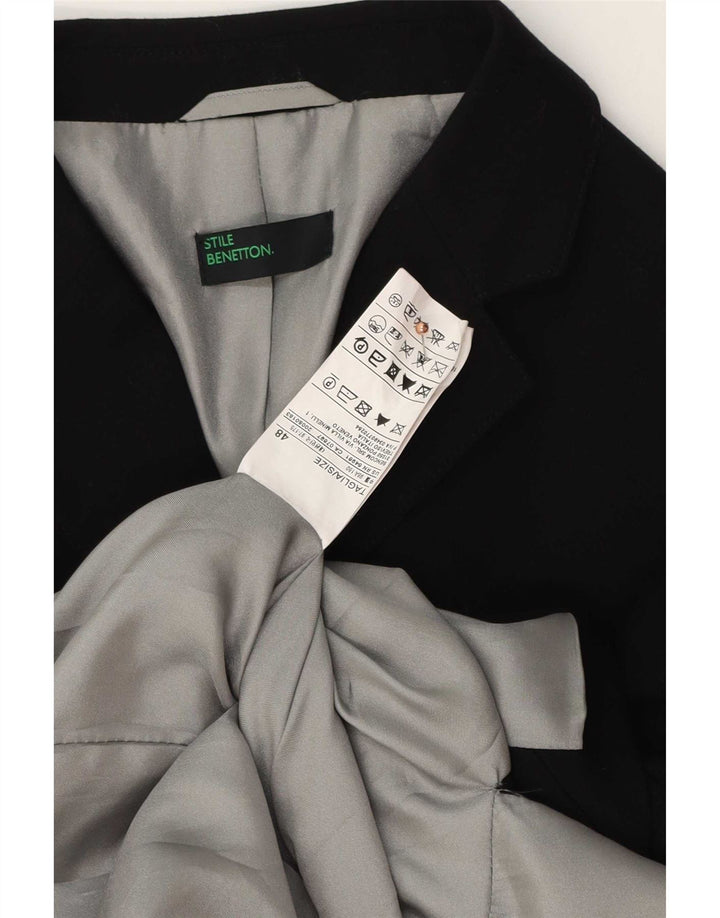 Damska marynarka Benetton zapinana na 2 guziki IT 48 XL, czarny poliester