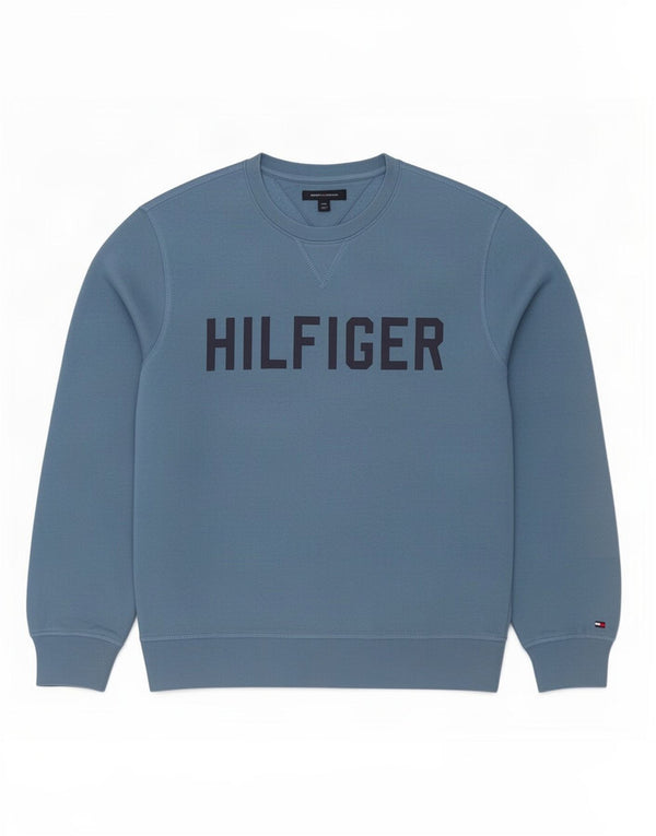 Męska bluza z grafiką Tommy Hilfiger, duża, niebieska, bawełniana