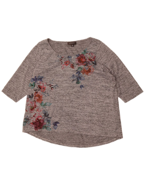 Marks & Spencer Damski top z autografem, rękaw 3/4, UK 18 XL, szary w kwiaty