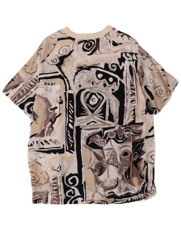 Damski T-shirt z grafiką o długim kroju Sisley Top IT 44 Średni beżowy wiskoza