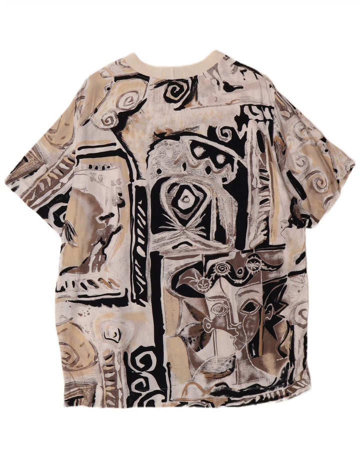 Damski T-shirt z grafiką o długim kroju Sisley Top IT 44 Średni beżowy wiskoza