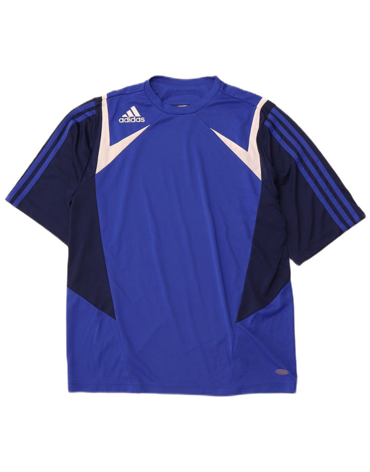 T-shirt męski ADIDAS Top, średni niebieski, poliester, bloki kolorów, sportowy