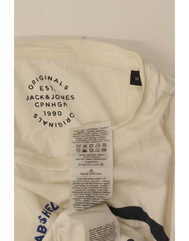 Męska koszulka z grafiką Jack & Jones, średnia, biała bawełna