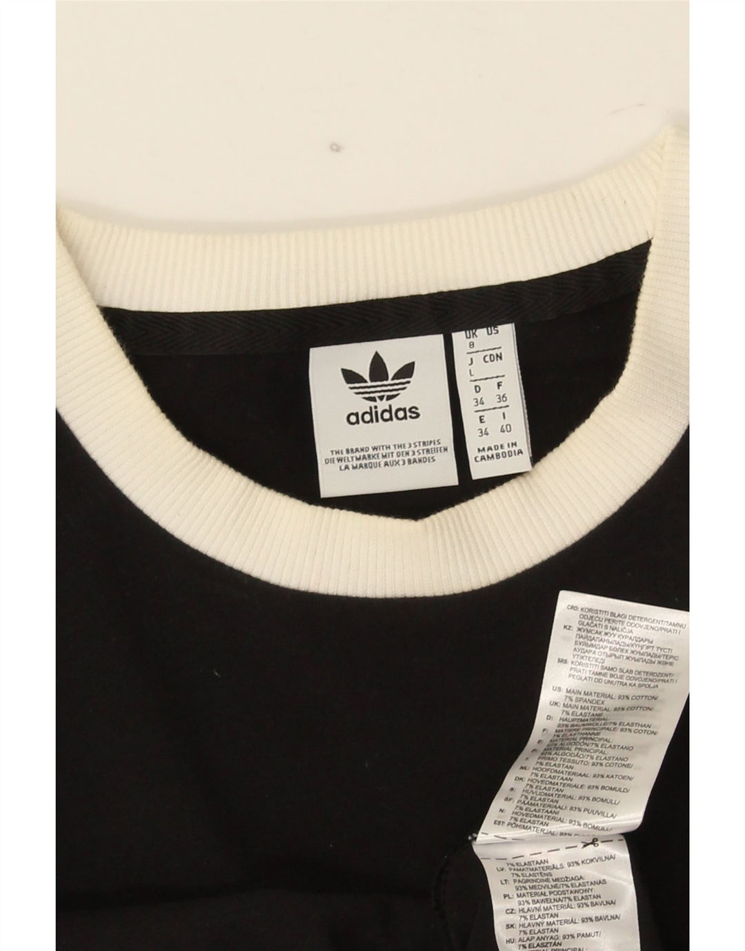 Top damski Adidas z długim rękawem UK 8, mały, czarny, bawełniany