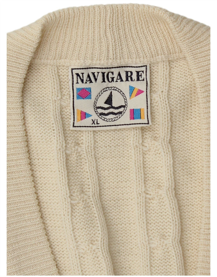 Męski sweter rozpinany Navigare XL w kolorze złamanej bieli