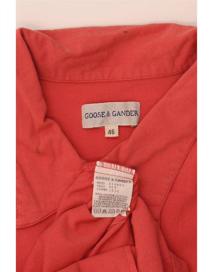 GOOSE & GANDER Womens Short Sleeve Shirt IT 46 Large Red Cotton