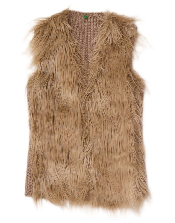 Damski sweter bez rękawów Benetton UK 10 Small Beige