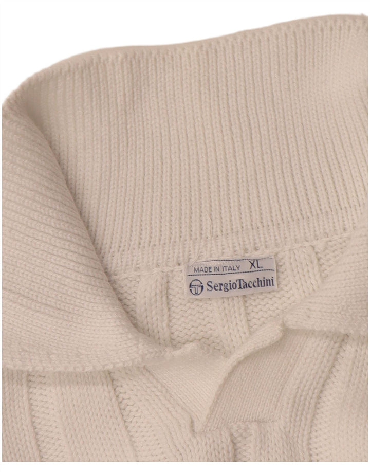 Męski sweter polo Sergio Tacchini XL w białe paski, bawełniany