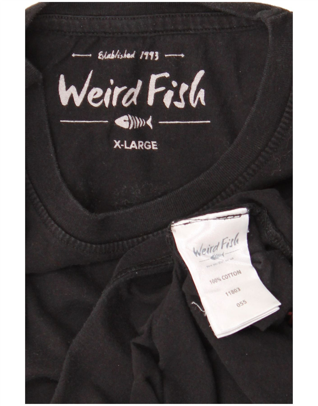 Męska koszulka graficzna WEIRD FISH Top XL, czarna, bawełniana
