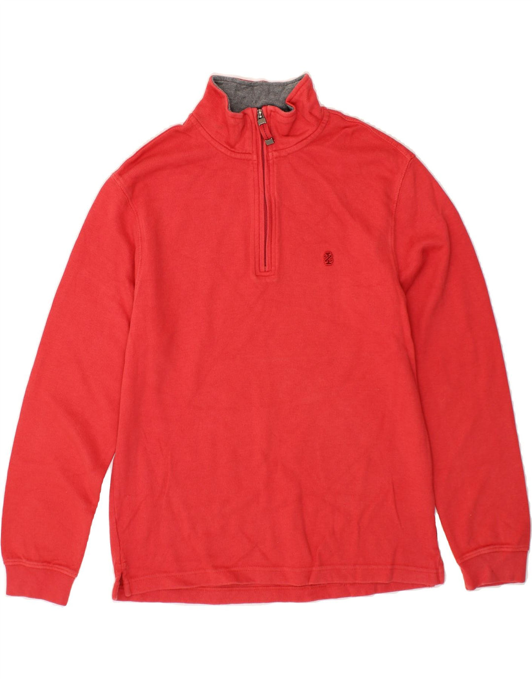 IZOD Mens Zip Neck Sweatshirt Jumper Medium Red Cotton Vintage Izod and Second-Hand Izod from Messina Hembry 