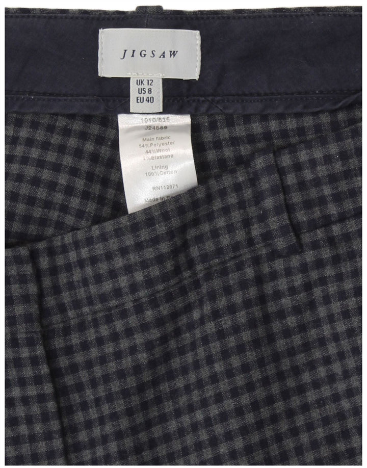 Damskie spodnie codzienne Jigsaw UK 12 Medium W32 L28 Granatowa kratka