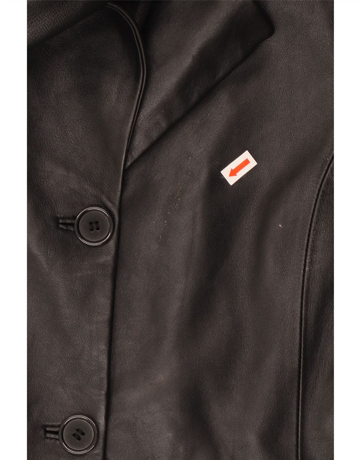 Damski płaszcz skórzany Cofi UK 12, średnia czarna skóra