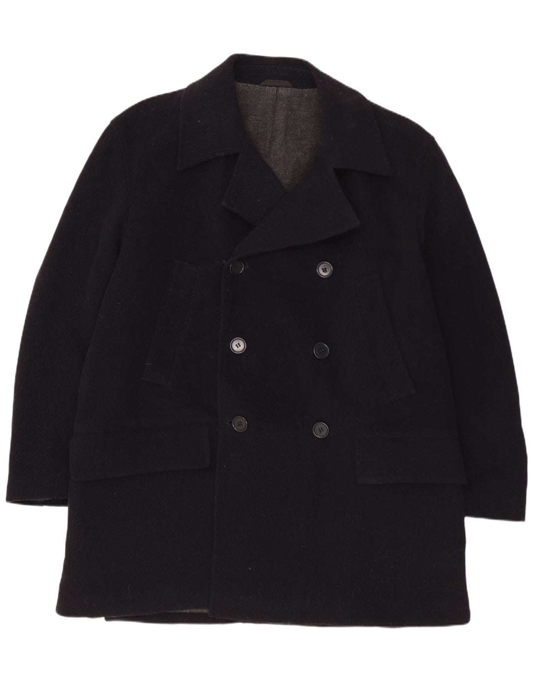 Płaszcz męski dwurzędowy VINTAGE IT 50, duży, granatowy, wełniany