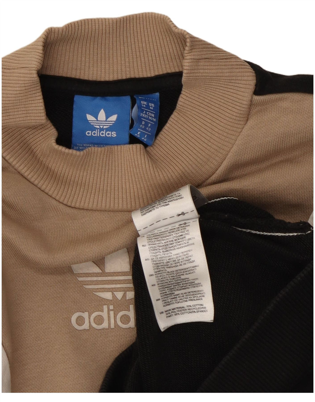 Damska bluza Adidas Jumper UK 14 Średnia czarna bawełna z blokami kolorów