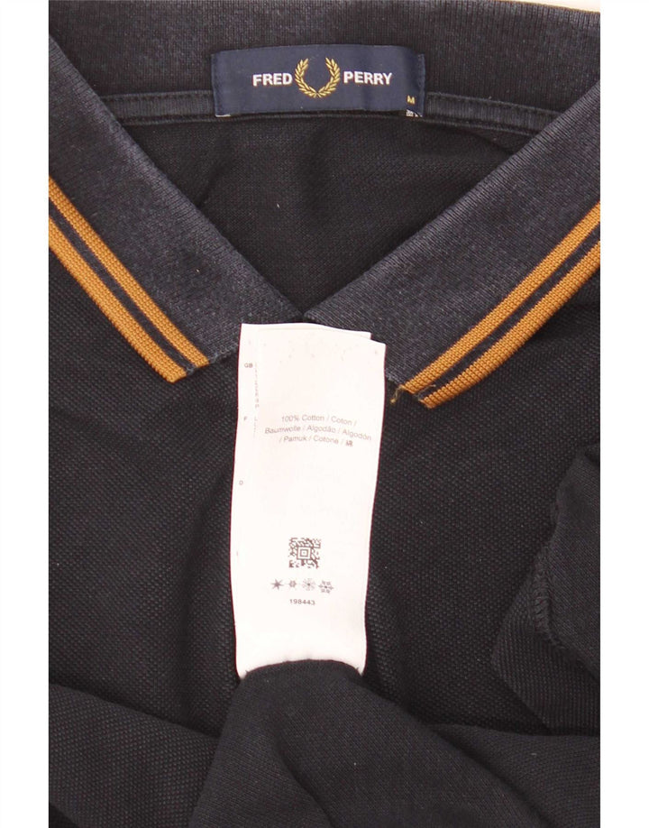 Męska koszulka polo Fred Perry z długim rękawem, średnia, granatowa, bawełniana w paski