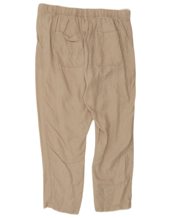 Spodnie damskie Marks & Spencer UK 12 Medium W30 L27 Beżowe lniane