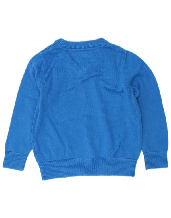 Sweter chłopięcy Tommy Hilfiger z dekoltem w kształcie litery V, 9-12 miesięcy, niebieski, bawełniany