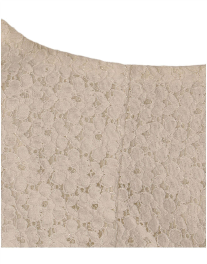 Damska bluzka koszulowa z krótkim rękawem VINTAGE IT 46, duża w kolorze złamanej bieli, w kwiaty